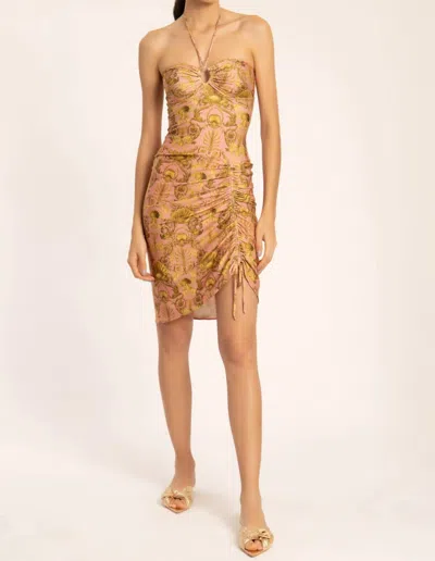 Shop Adriana Degreas Seashell Frilled Midi Dress In Pink In Yellow