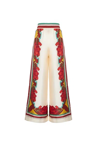 Shop La Doublej Palazzo Pants (placed) In Taormina Placée Ivory In White