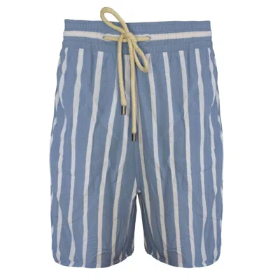 Shop Solid & Striped Men The Classic Drawstrings Swim Shorts Trunks In Steel Blue White