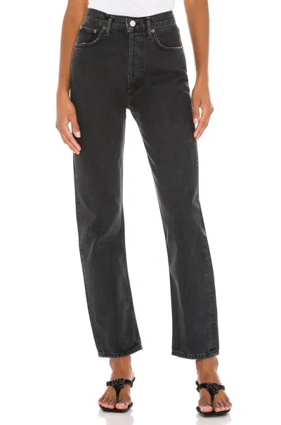 Shop Agolde 90's Pinch Waist High Rise Straight Jeans In Black Tea In Grey