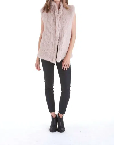 Shop Love Token Eliza Genuine Real Rabbit Fur Vest In Blush In Gold