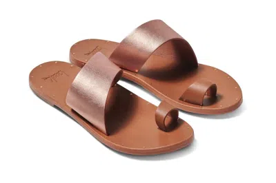 Shop Beek Finch Toe Ring Sandal In Rose Gold & Tan In Brown