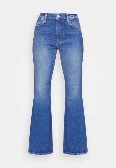 Shop Frame Le Pixie High Flare Jean In Sidecar In Blue
