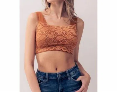Shop Trend:notes Lace Bandeau Bralette In Terracotta In Brown