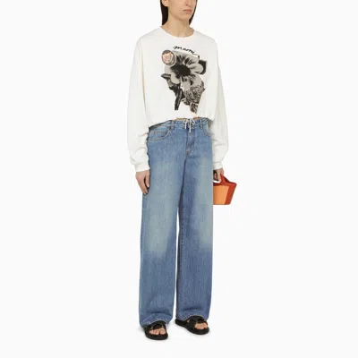 Shop Marni White Cotton Sweatshirt With Floral Collage Print