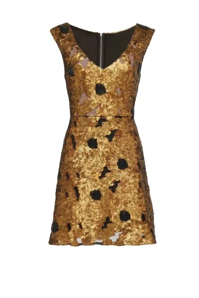 Shop Tracy Reese Cleopatra Dress In Gold In Brown