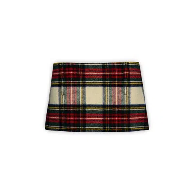 Shop Miu Miu Checked Wool Mini Skirt
