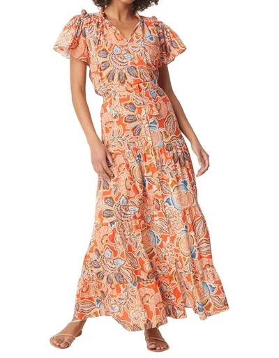Shop Misa Roopal Skirt In Tangerine Flora In Pink