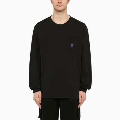 Needles Black Crew-neck Sweatshirt With Embroidery In Black