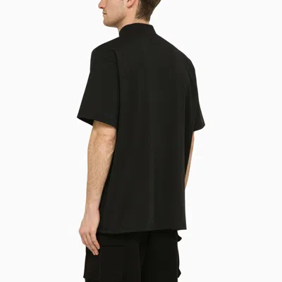 Needles Solid Color Mock-neck T-shirt With Butterflyembroidery In Black