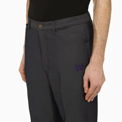 Shop Needles Straight Twill Navy Blue Trousers
