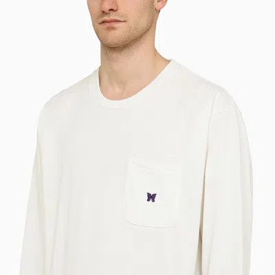 Shop Needles White Crew Neck Sweatshirt With Embroidery