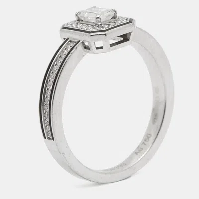 Shop Boucheron Vendôme Liseré Diamonds Lacquer 18k White Gold Ring In Black