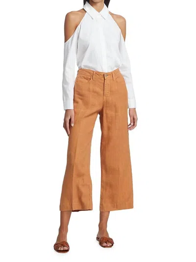 Shop L Agence Danica High Rise Wide Leg Trouser In Ginger In Brown