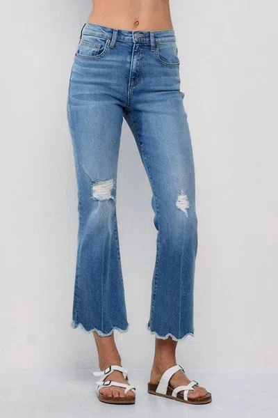 Shop Sneak Peek High Rise Comfort Stretch Cropped Flare Jeans In Medium Light In Blue