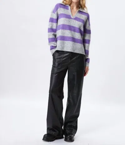 Shop John & Jenn Hollis Pullover Sweater In Grape Stripe In Purple