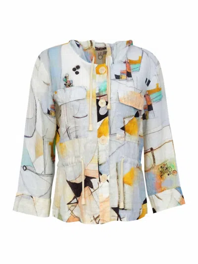 Shop Dolcezza Women's Untitled 9 Linen Jacket In Multi In Beige