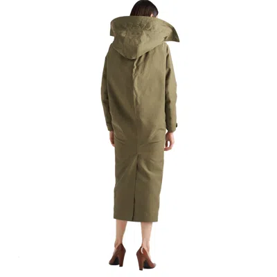 Prada Army Green Satin Cotton Parka Coat