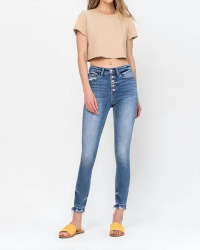 Shop Flying Monkey High Rise Hem Crop Skinny Jean In Medium Wash In Blue