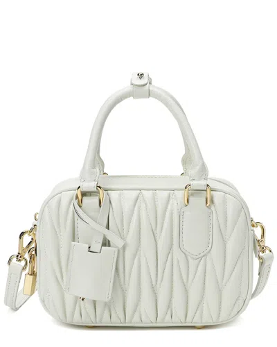 Shop Tiffany & Fred Paris Pleated Leather Satchel In White