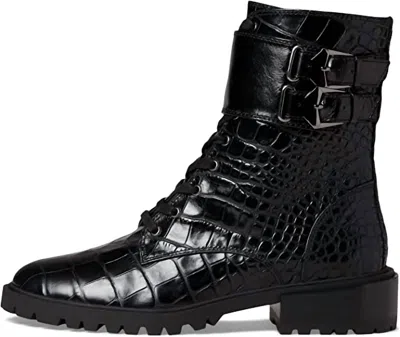 Shop Vince Camuto Fawdry Combat Boots In Black Croc