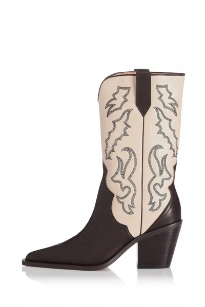 Shop Alias Mae Marley Boot In Chocolate & Cream Leather In White