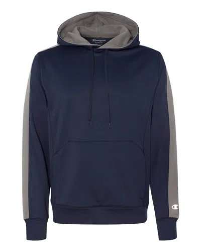 Shop Champion Performance Colorblock Pullover Hood In Navy/stone Grey In Blue