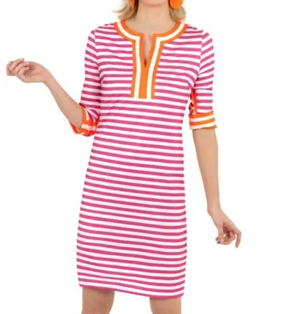 Gretchen Scott Split Neck Dress - The Hinckley In Pink In Multi
