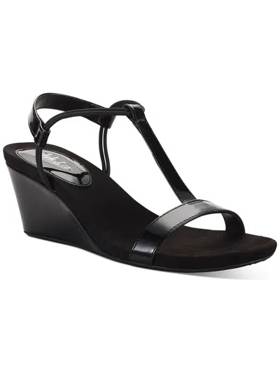 Style & Co Mulan Womens Dressy Slip On Wedge Sandals In Black