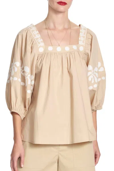 Shop Corey Lynn Calter Winnie Top - Presses Flower In Tan In Beige