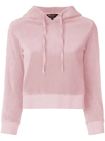 Shop Juicy Couture Velour Shrunken Hoodie In Silver Pink