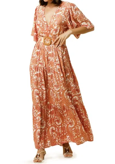 Shop Lusana Rylen Maxi Dress In Coral In Beige