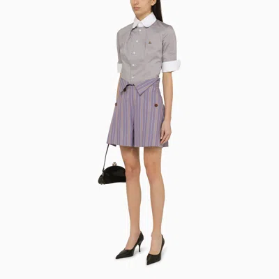 Shop Vivienne Westwood Short W Cj Lilac Striped Cotton