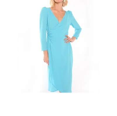 Shop Vilagallo Virginie Dress In Turquoise Georgette In Blue