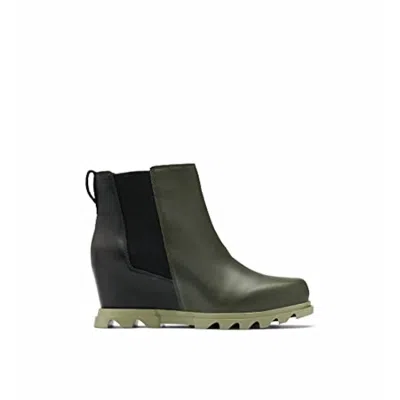 Shop Sorel Joan Of Arctic Wedge Iii Chelsea Boots In Dark Moss, Sage In Green