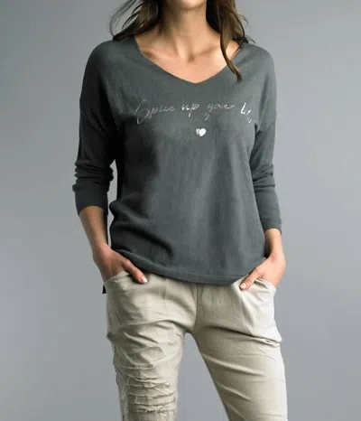 Shop Tempo Paris Spice Up Your Life Sweater In Grey In Green