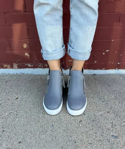 Shop All Black Women's Hi Double Zip Sneaker In Grey In Blue