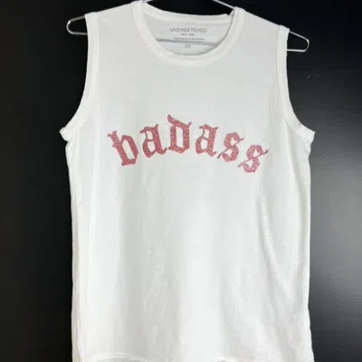 Unsweetened 'badass' Muscle Tank In White/pink In White