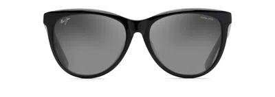 Shop Maui Jim Women's Glory Glory Polarized Cat Eye Sunglasses In Black Gloss W/man Utd/neutral Grey Polarized