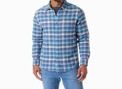 Shop Fair Harbor Seaside Lightweight Flannel Shirt In Blue Waves