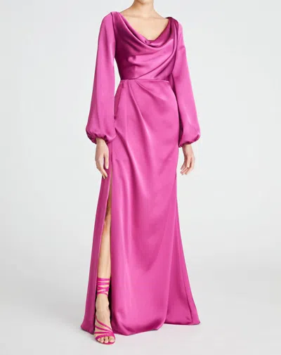 Shop Theia Eliana Cowl Satin Gown In Rosewood In Pink