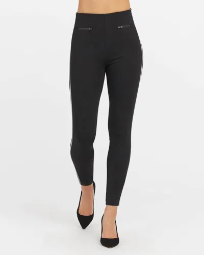 Shop Spanx The Perfect Ankle Piped Skinny Pants In Classic Black