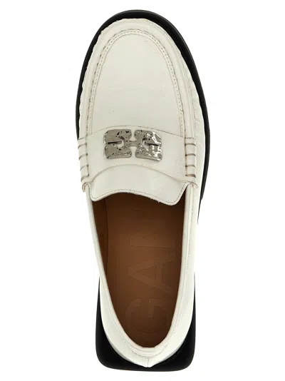 Shop Ganni Butterfly Loafers White