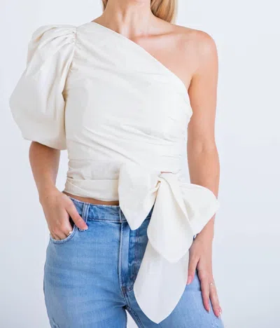 Shop Karlie One Shoulder Knot Top In Ivory In White