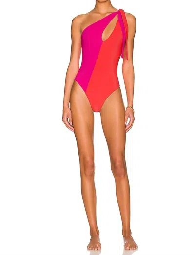 Shop Beach Riot Nia One Piece In Magenta Coral In Pink