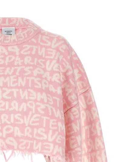 Shop Vetements Graffiti Monogram Sweater, Cardigans Pink