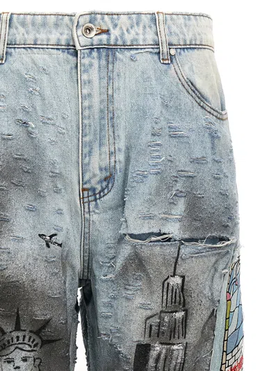 Shop Who Decides War Hit Denim Jeans Light Blue