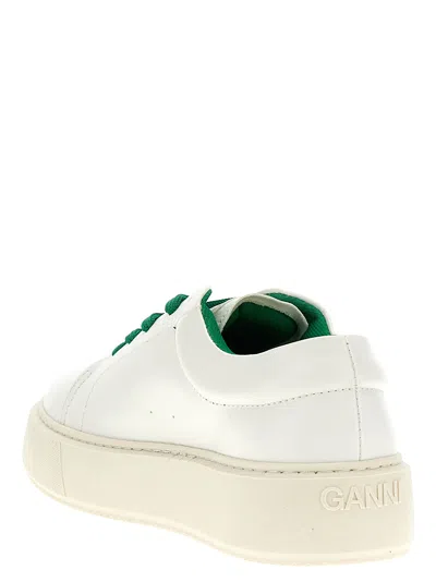 Shop Ganni Logo Sneakers Green