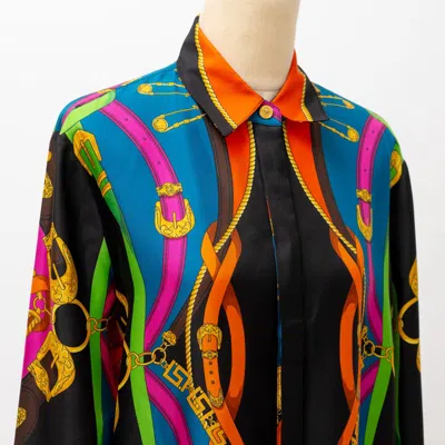 Pre-owned Versace Printed Silk Button Up Shirt