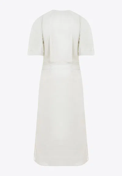 Shop Lemaire Asymmetric Short-sleeved Wrap Dress In Neutral